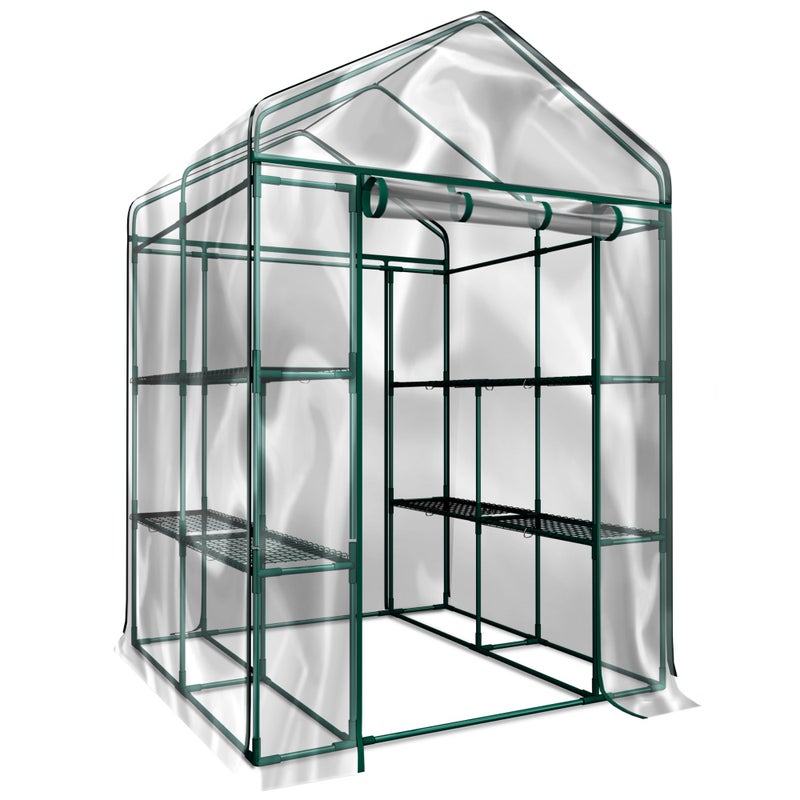 Home-Complete Greenhouse - Walk in Greenhouse with 8 Sturdy Shelves and PVC Cover for Indoor or Outdoor Use - 56 x 56 x 76-Inch Green House by Home-Complete - Image 4