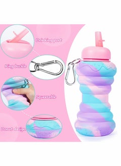 Excefore Collapsible Water Bottle Leak Proof Twist Cap BPA Free Silicone Foldable Portable Sports Cups with Flip Spout for Gym Camping Sports Lightweight Travel Bottle 20oz  - Image 5