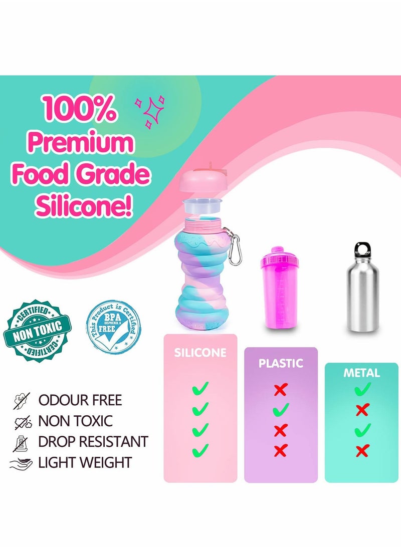 Excefore - Collapsible Water Bottle Leak Proof Twist Cap BPA Free Silicone Foldable Portable Sports Cups with Flip Spout for Gym Camping Sports Lightweight Travel Bottle 20oz - Image 1