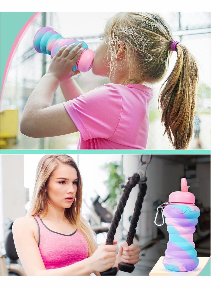 Excefore - Collapsible Water Bottle Leak Proof Twist Cap BPA Free Silicone Foldable Portable Sports Cups with Flip Spout for Gym Camping Sports Lightweight Travel Bottle 20oz - Image 1