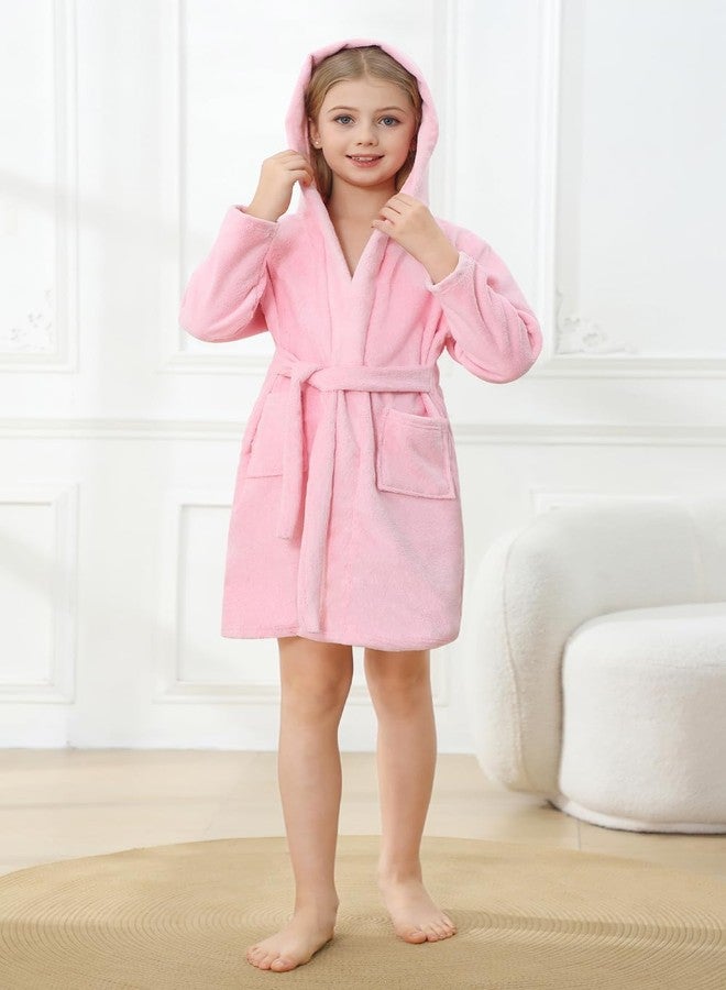 Umeyda Boys Girls Hooded Bathrobe Soft Towel Robe Kids Terry Cloth Spa Robes Sleepwear, 3-12 Years, B Pink, 7-8 years - Image 3