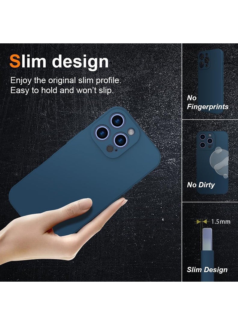 Theodor iPhone 16 Pro Max Protective Slim Fit Case Liquid Silicone Cover with Full Body Protection Anti-Scratch Shockproof Case For Blue - Image 5