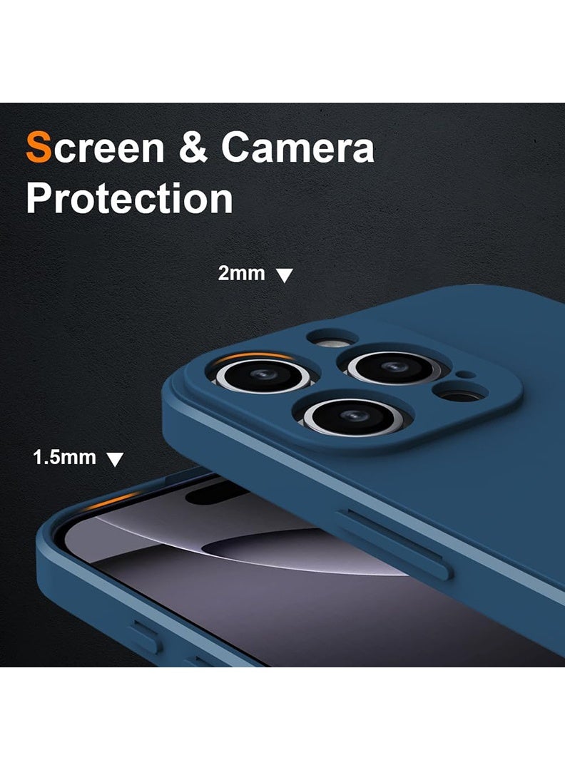 Theodor iPhone 16 Pro Max Protective Slim Fit Case Liquid Silicone Cover with Full Body Protection Anti-Scratch Shockproof Case For Blue - Image 3