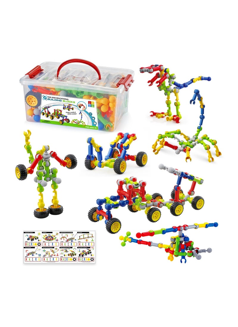 170 Pcs Building Toys for Kids Ages 4-8 with Toy Box Storage, Idea Guide, Building Blocks STEM Toys for 3 4 5 6 7 8 9 Year Old Creative Kids Activity,  Birthday Gifts for Boys Girls  - Image 1