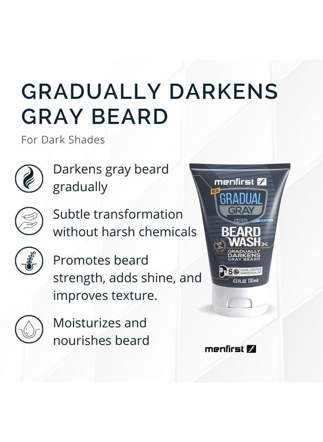 MENFIRST - Gradual Gray Darkening Beard Wash - Gray Reducing Beard Wash, Beard Color Shampoo For Men - Hypoallergenic & Harsh Chemical-Free Beard Dye For Men - For Dark Shades, 4.6 Fl Oz (Pack Of 1) - Image 1