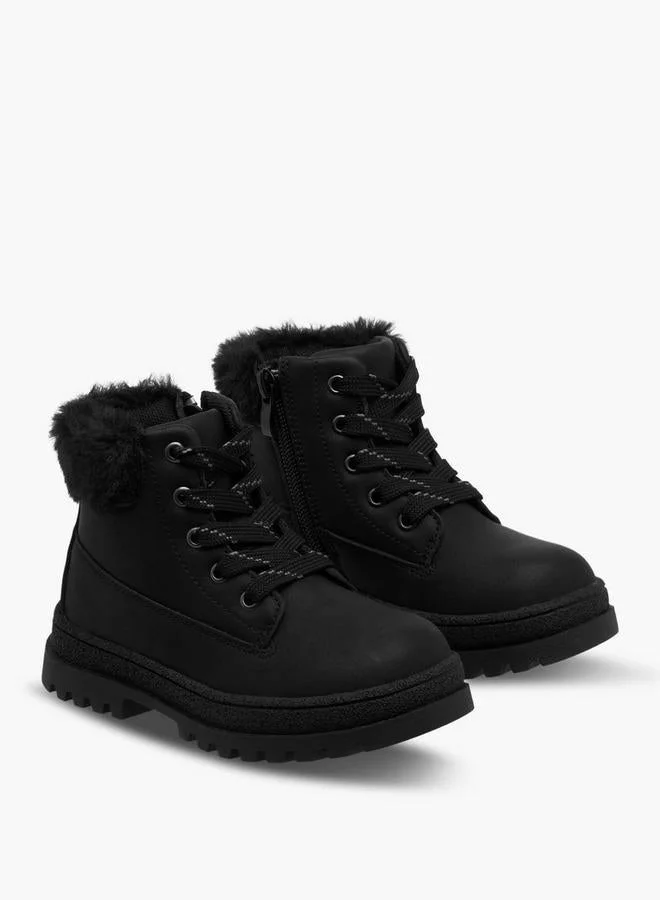 Flora Bella By Shoexpress Girls Faux Fur Detail High Cut Boots