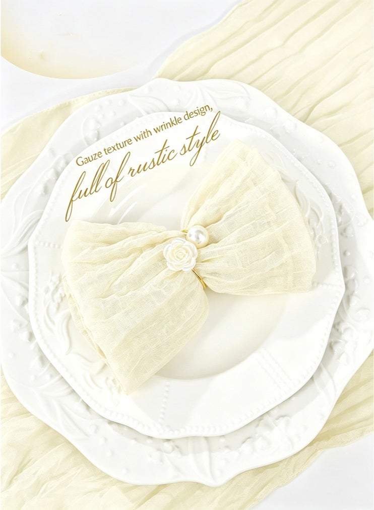 20 Pack Beige Cheesecloth Napkins Boho Washable Cloth Napkins Set of 20 Wrinkled Cheese Cloth Napkins Gauze Dinner Table Napkin for Wedding Party Baby Shower Birthday Decor 50*50CM - Image 5