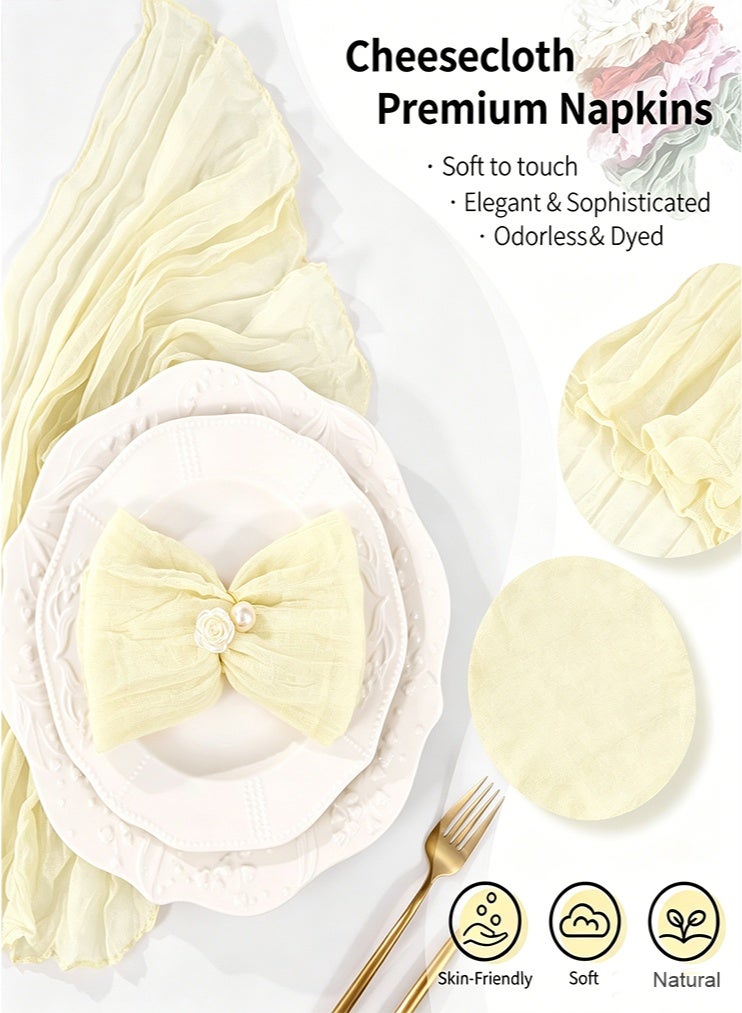 20 Pack Beige Cheesecloth Napkins Boho Washable Cloth Napkins Set of 20 Wrinkled Cheese Cloth Napkins Gauze Dinner Table Napkin for Wedding Party Baby Shower Birthday Decor 50*50CM - Image 3