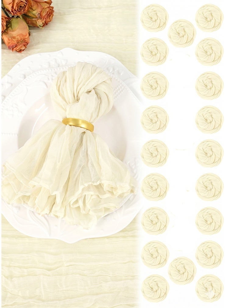20 Pack Beige Cheesecloth Napkins Boho Washable Cloth Napkins Set of 20 Wrinkled Cheese Cloth Napkins Gauze Dinner Table Napkin for Wedding Party Baby Shower Birthday Decor 50*50CM - Image 1