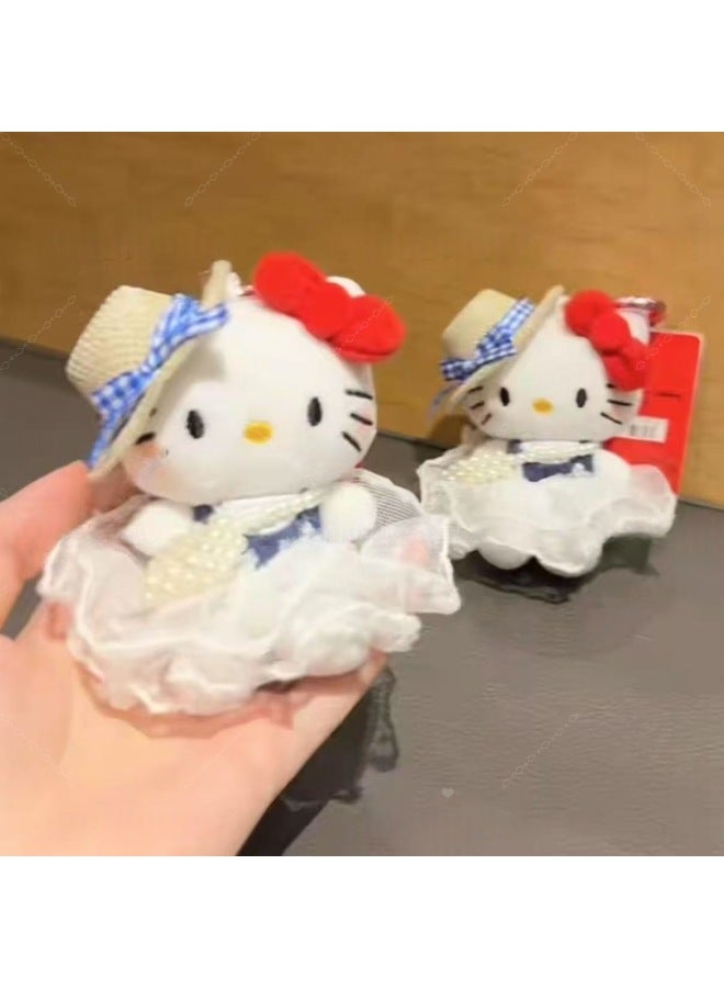 Wedding Series Beautiful Kitty Dress Doll Pendant Ins Style Doll Pendant Style Gift Keychain-Specification:Pearl Crossbody Bag  Blue Kt-tag + Love Buckle 