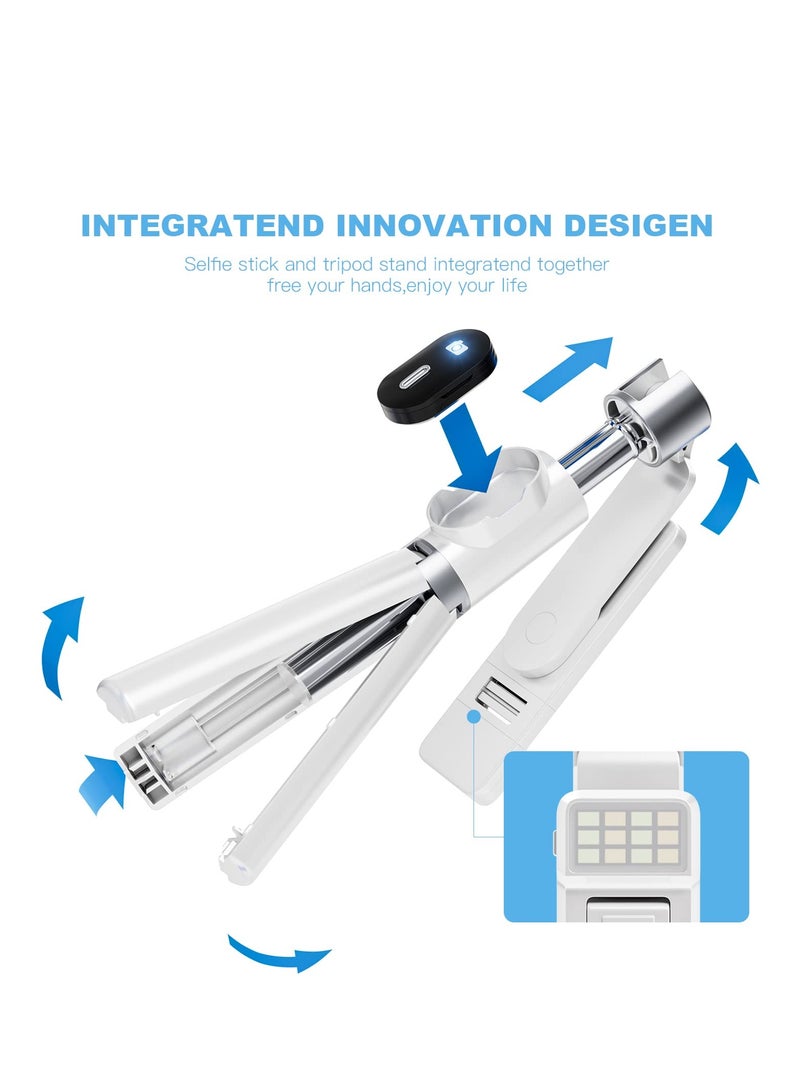 KASTWAVE Selfie Stick for iPhone Wireless Bluetooth Tripod Selfie Stick with LED Light Detachable Remote 360 Rotation  - Image 3