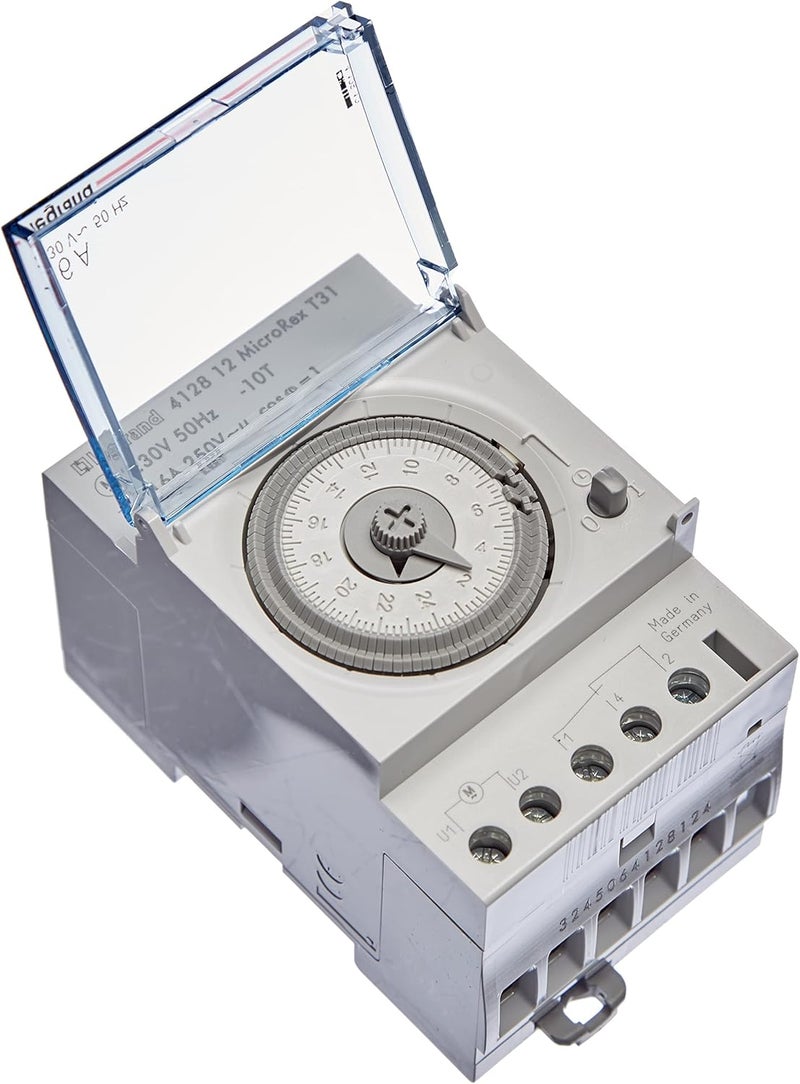 Legrand , Zeitschaltuhr MicroRex T31, mechanisch mit 24 Stunden-Programm (Reiheneinbau-Zeitschaltuhr für Hutschiene, 3-modulig), 412812, 8 x 5 x 2 cm - Image 1