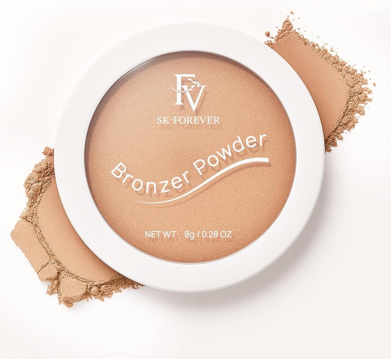 بودرة برونزر FV طويلة الأمد مقاومة للماء بودرة برونزية حريرية لمسة مكياج متألقة خالية من التلك للنساء برونزر فاتح 8 جرام