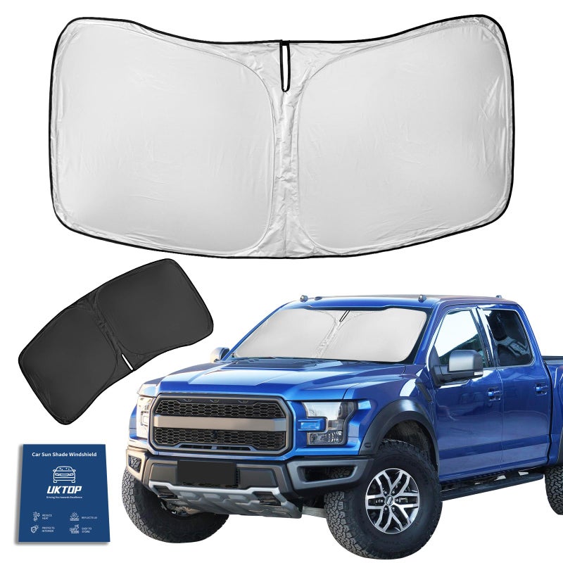 UKTOP for Ford F150 F150 F250 F350 F450 20152020 Sunshade Sun Shade Windshield Cover 4 Layers Front Window Shade 240T Retractable Custom Sun Visor Blocks UV Rays Truck Accessories