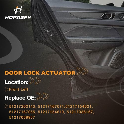 HQPASFY Door Lock Actuator Motor (Front Left Driver Side), Compatible with 2003-2019 BMW 128i/325i/330i/335i/525i/528i/528xi/535i/650i/760Li/M6/X3/X5/Z4 & More E90/E60/E82/E88/E92/E65, Replaces# 51217202143 - Image 3