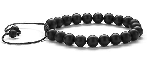 Hamoery Women 8mm Black Matte Agate Beads Bracelet Braided Rope Natural Stone Yoga Bracelet Bangle(Black Matte Agate) - Image 4