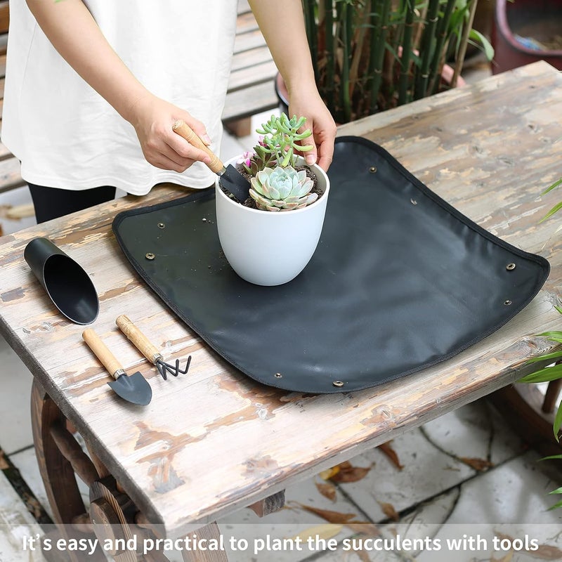 Songtaste 5Pcs Succulent Tools, Mini Garden Tools,Plant Potting Mat as Plant Accessories,Succulent Gardending Hand Tools Kit for Seedling Soil,Caring Succulent,etc,Gifts for Woman’s Gardening work(No Flowerpot) - Image 5