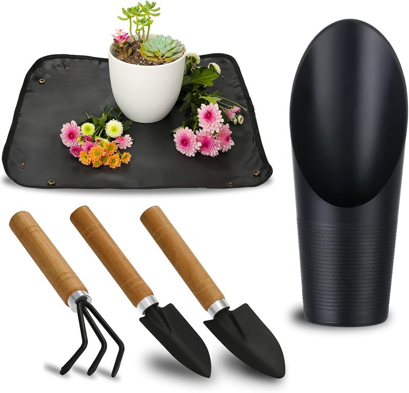 Songtaste 5Pcs Succulent Tools, Mini Garden Tools,Plant Potting Mat as Plant Accessories,Succulent Gardending Hand Tools Kit for Seedling Soil,Caring Succulent,etc,Gifts for Woman’s Gardening work(No Flowerpot) - Image 1