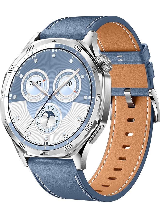 erorex Leather Strap Compatible With Huawei Gt 5 Strap 46Mm Watch Gt 4 Gt 3 Strap Women Men 22Mm Replacement Band With Stainless Steel Buckle For Galaxy Watch 3 45Mm Band Blue  - Image 1