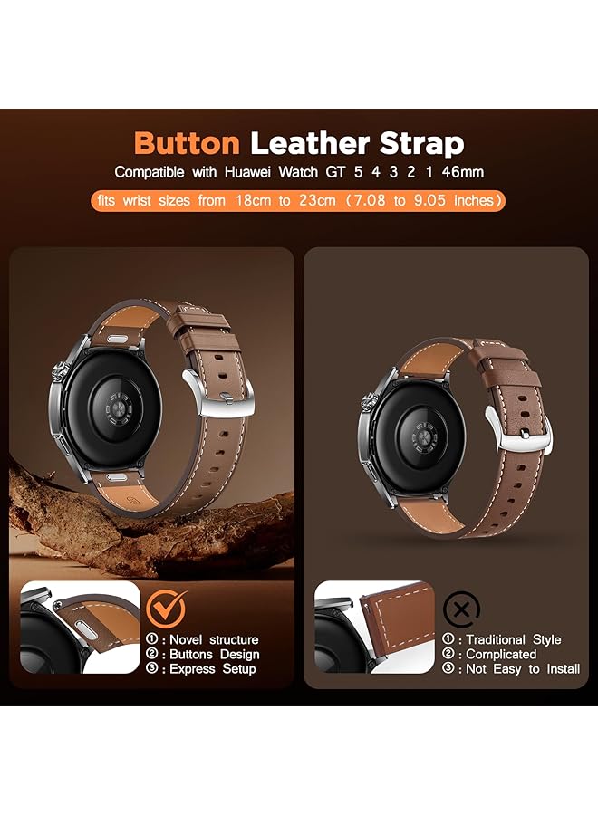 erorex Leather Strap Compatible With Huawei Gt 5 Strap 46Mm Watch Gt 4 Gt 3 Strap Women Men 22Mm Replacement Band With Stainless Steel Buckle For Galaxy Watch 3 45Mm Band Blue  - Image 4