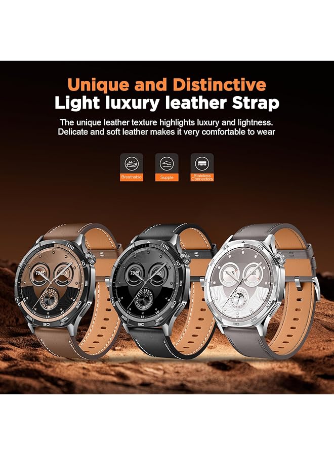 erorex Leather Strap Compatible With Huawei Gt 5 Strap 46Mm Watch Gt 4 Gt 3 Strap Women Men 22Mm Replacement Band With Stainless Steel Buckle For Galaxy Watch 3 45Mm Band Blue  - Image 2
