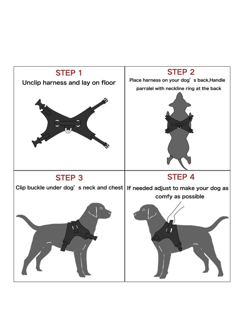 KASTWAVE Dog Harness,Breathable Adjustable Pet Harness Dog Vest Harness, Reflective Oxford Easy Control Dog Harness with Sturdy Handle for Small Medium Large Dogs L-Black - Image 3