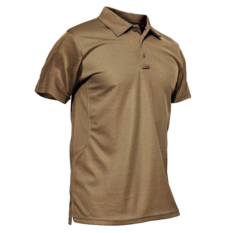 MAGCOMSEN Mens Polo Shirts Short Sleeve Golf Work Casual Quick Dry Breathable Summer Shirt Brown XXL - Image 1