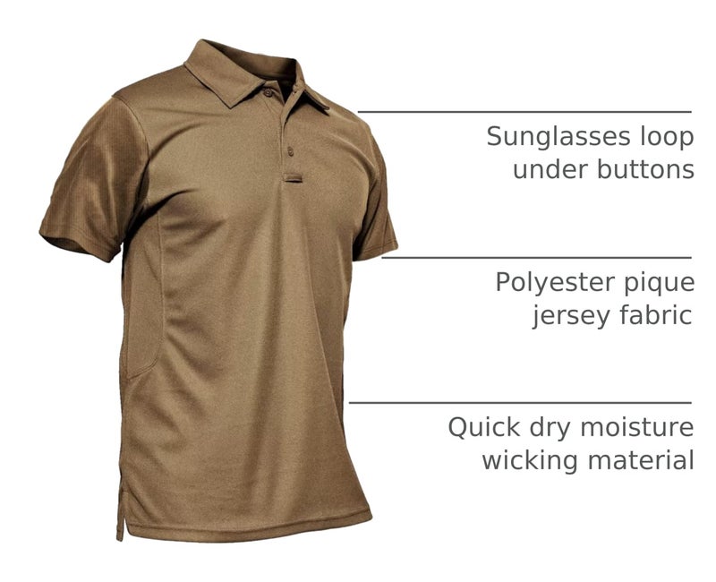 MAGCOMSEN Mens Polo Shirts Short Sleeve Golf Work Casual Quick Dry Breathable Summer Shirt Brown XXL - Image 4