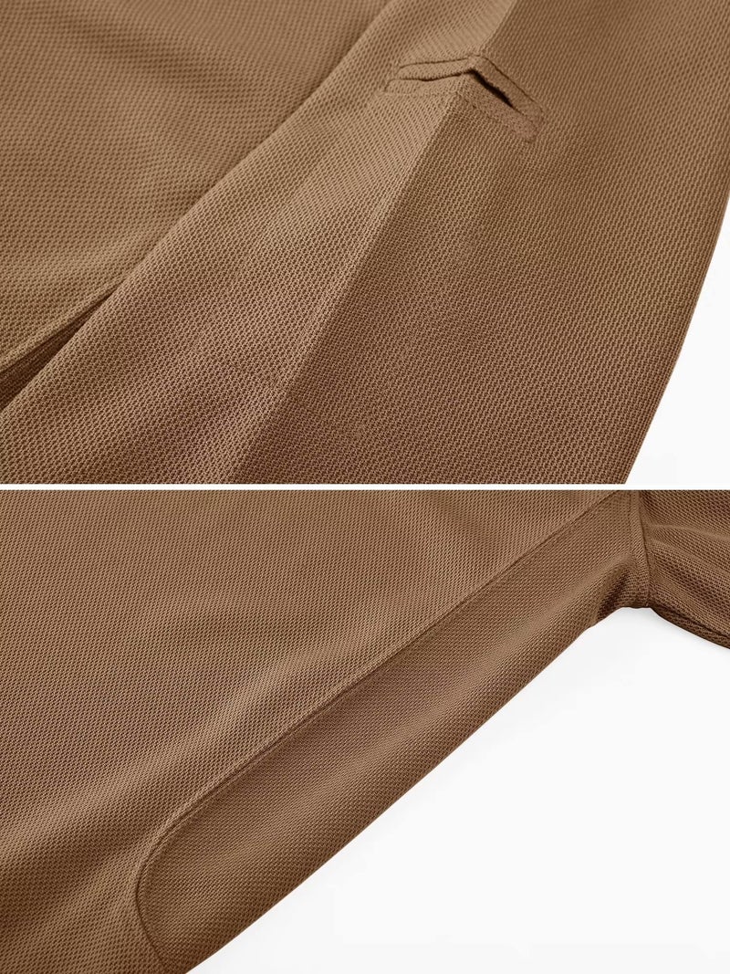 MAGCOMSEN Mens Polo Shirts Short Sleeve Golf Work Casual Quick Dry Breathable Summer Shirt Brown XXL - Image 3