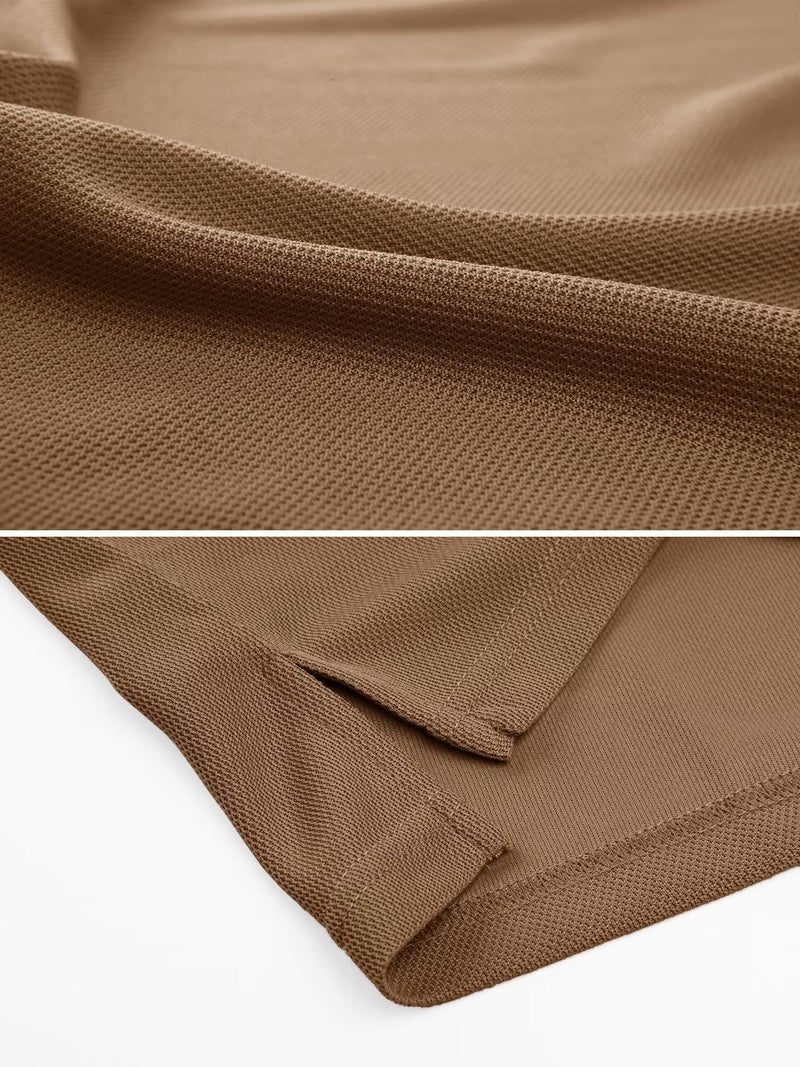 MAGCOMSEN Mens Polo Shirts Short Sleeve Golf Work Casual Quick Dry Breathable Summer Shirt Brown XXL - Image 5