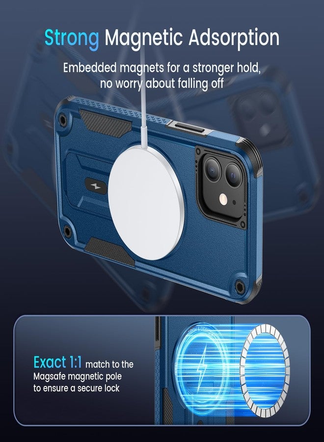 Caka جراب Caka لهاتف iPhone 12، جراب iPhone 12 Pro [واقي شاشة عالي الدقة] [متوافق مع MagSafe] [حامل مخفي]، جراب حماية مغناطيسي لهاتف iPhone 12 و iPhone 12 Pro - 6.1 بوصة (أزرق داكن) - Image 5