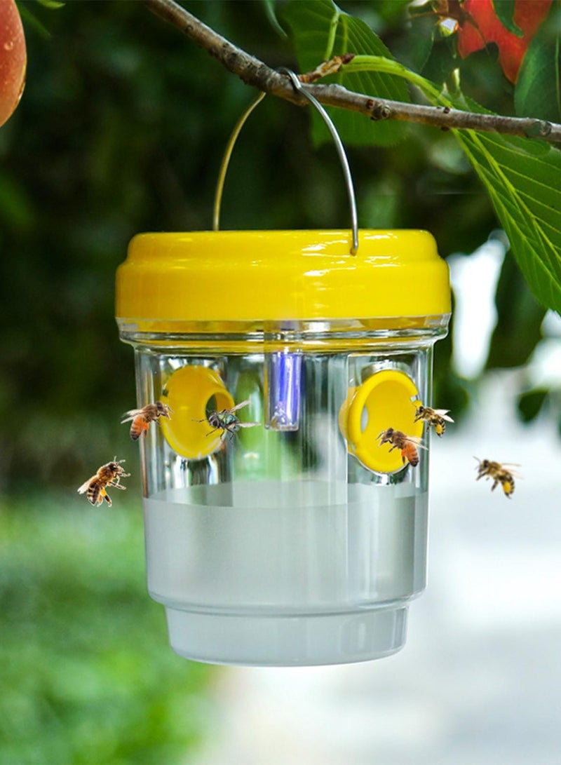 Kimaya Wasp Carpenter Bee Trap for Outdoors Solar Powered with LED Light, Hanging Design Bee Trap Reusable Yellow Jacket, Hornet, Insect Traps for Patio, Yard,Garden Bee Catchers for Outside Yellow (1PC) - Image 1