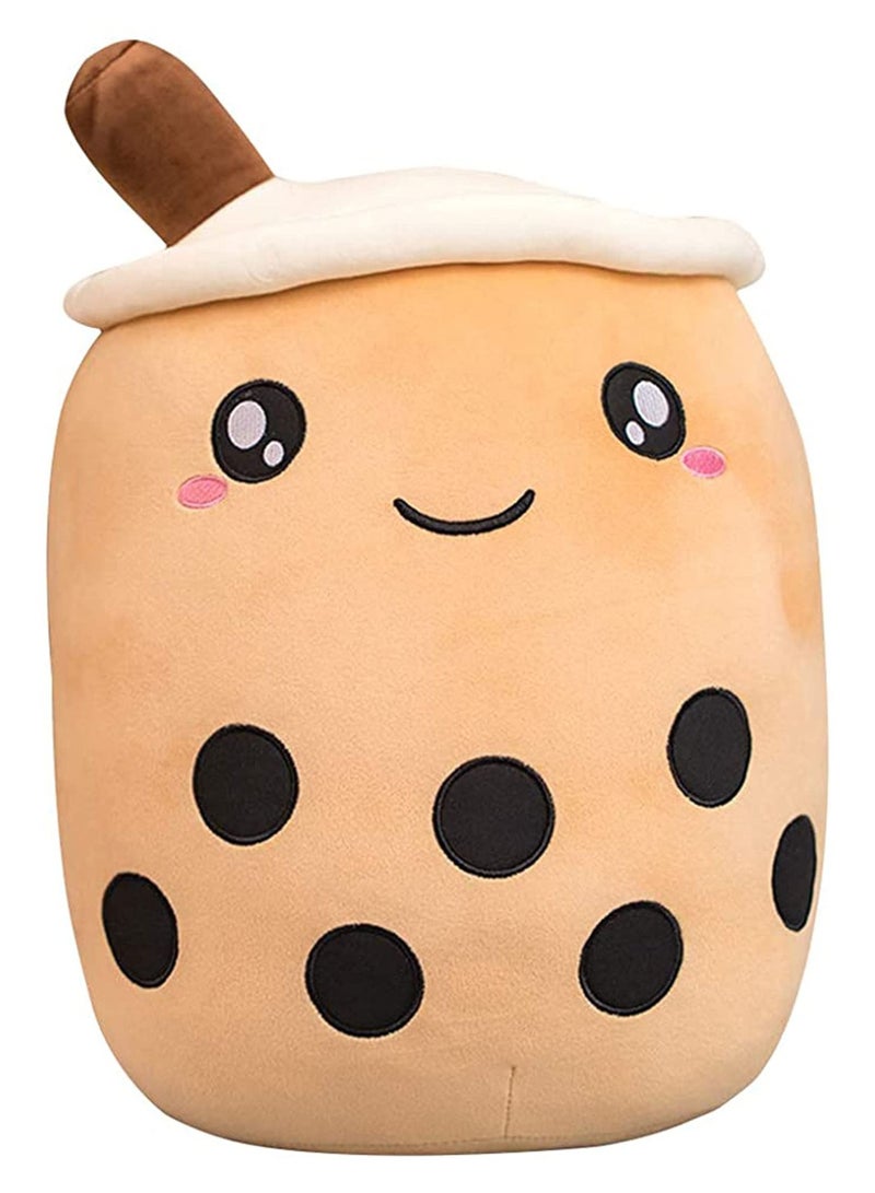 SYOSI Kids Pillow Cushion 9.4 Inch Stuffed Boba Plushie Bubble Tea Plush Pillow Cartoon Cylindrical Milk Boba Pillow, Super Soft Kawaii Hugging Cushion Realistic Plush Food Toy Gifts for Boy Girl  - Image 1