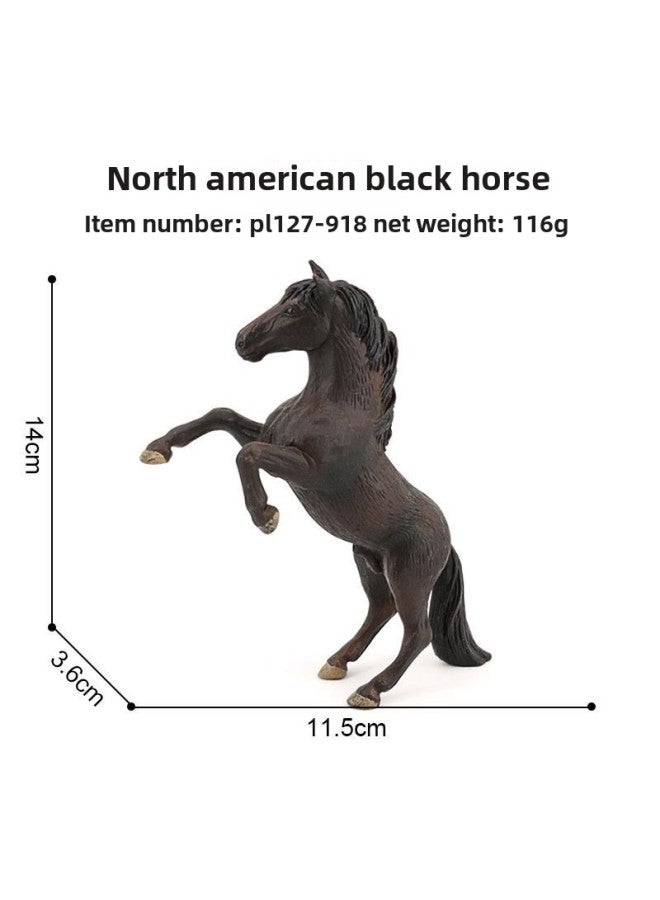 Solid Simulation Animal Model Horse Horse Horse Horse Horse Black Horse Horse Children's Cognitive Toys Animal Model Horse Ornaments-Color:North American Stallion 127-918  - Image 1