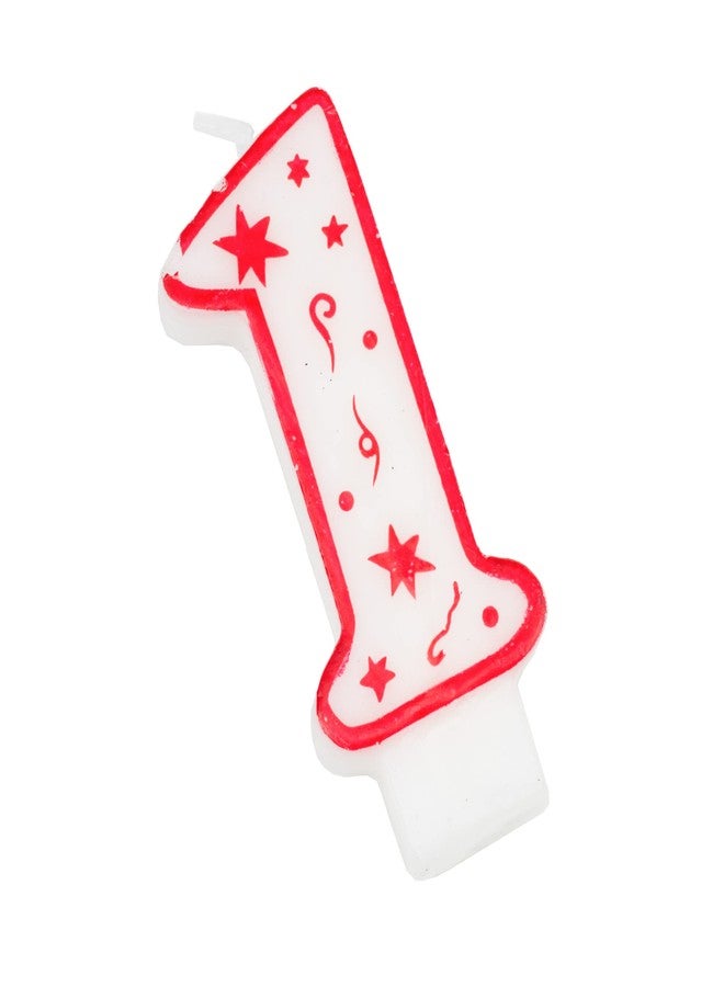 شيف كرافت شمعة شيف كرافت الكلاسيكية على شكل رقم 1، 3 بوصات، أبيض/أحمر - Image 1