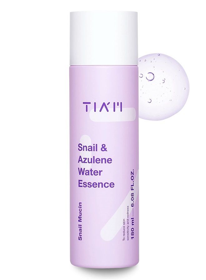TIA'M ماء إيسنس الحلزون والأزولين، إيسنس الحلزون، إيسنس الحلزون، تونر مرطب للوجه مع فلتر إفراز الحلزون، إصلاح البشرة التالفة، مخاط الحلزون، 6.1 أونصة سائلة - Image 1