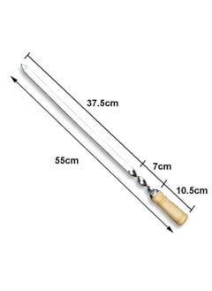 Yuwell 12 Pcs Stainless Steel Barbeque Skewers BBQ Skewer Set 22 inch Reusable BBQ Needle with Wooden Handle for Kabab Fruit Salad Grill and Barbeque 55CM  - Image 2