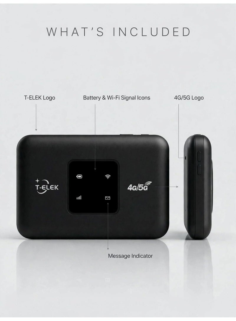 T-ELEK TM-3 5G LTE Wireless Modem WiFi Pro, 300Mbps Portable WiFi Router, 150Mbps LTE Speed, 3000mAh Long Battery, USB Type-C, Supports Up to 12 Devices - Image 3