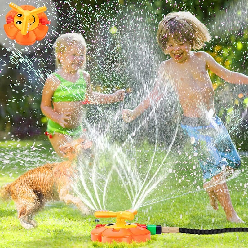 AugToy Water Sprinkler for Kids Toddlers Sprinklers with Roating Spray Nozzles Attaches Garden Water Hose Outdoor Play Outside Toys 1-3 2-4 Summer Backyard Lawn Game Yard Water Toy for Kids 3-5 4-8 Boy Girl - Image 1
