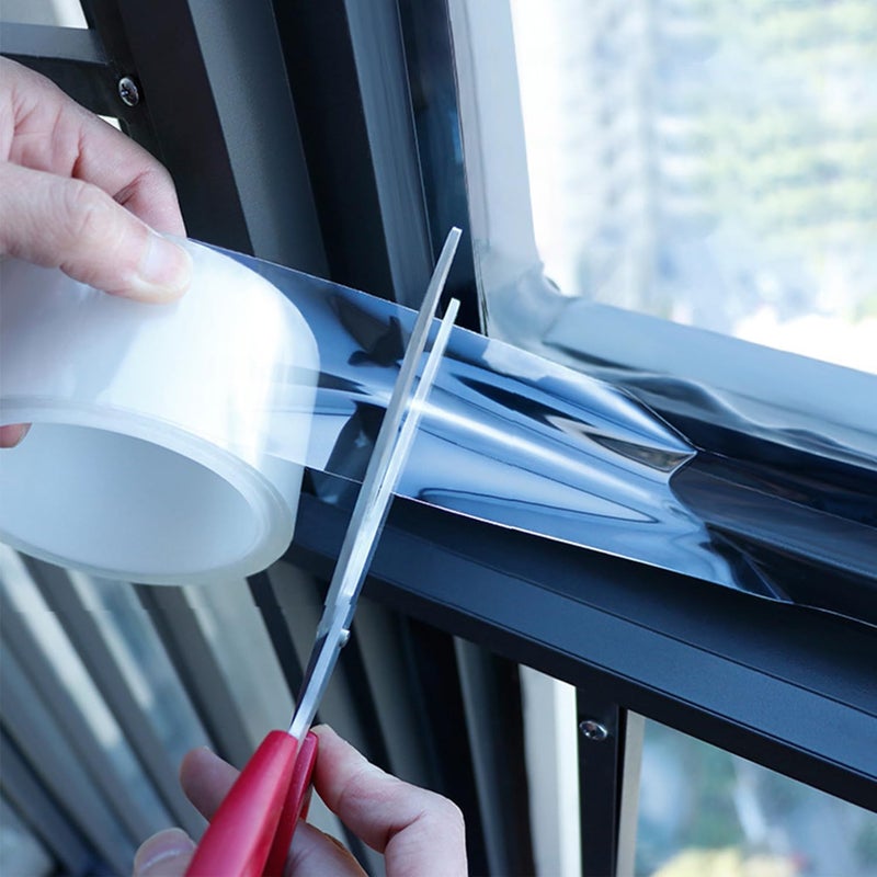 Sun Bird Transparent Window Weather Sealing Tape 5 Inch x 10 FT Weather Stripping Residue-Free Clear Window Insulation Tape for Doors Windows and Shower Glass Gaps - Image 1