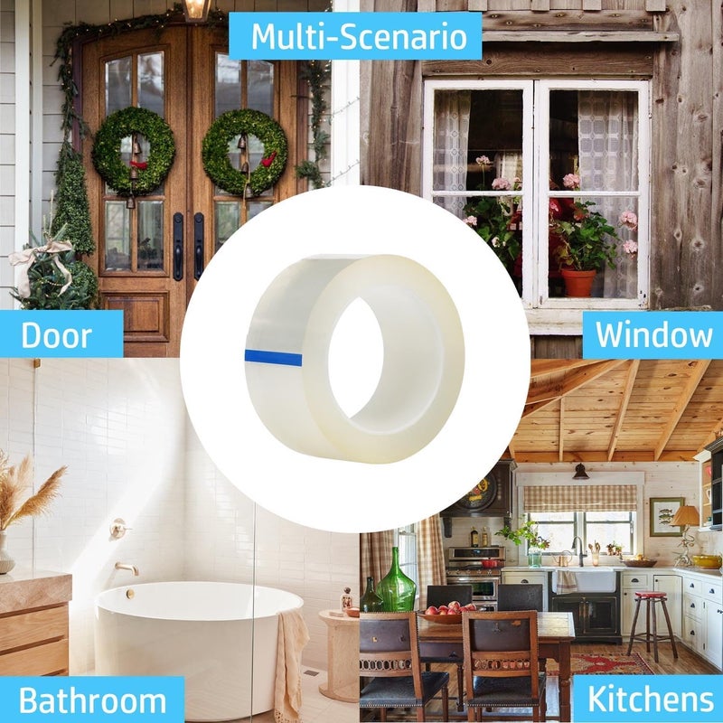Sun Bird Transparent Window Weather Sealing Tape 5 Inch x 10 FT Weather Stripping Residue-Free Clear Window Insulation Tape for Doors Windows and Shower Glass Gaps - Image 5
