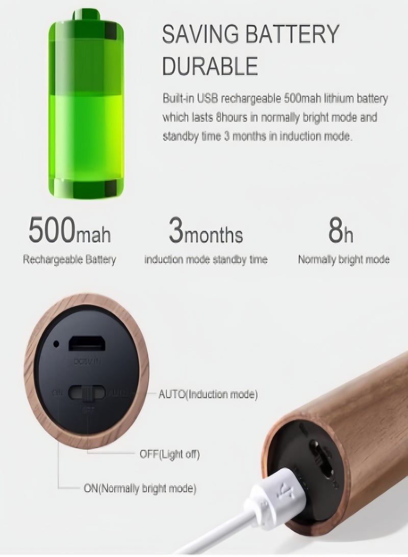 KEVIN Motion Sensor Night Lights Magnet Body Sensor Hallway, Rechargeable Led Light Portable Stairway, Wooden Wall Sconce Battery Powered Cabinet Lights - Image 5