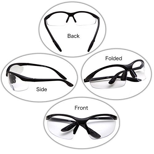 grinderPUNCH ANSI Z87 Bifocal Safety Reading Glasses Impact Resistant Magnifying Readers w/Diopter Bifocal Magnifying Glass +1.5 - Image 3