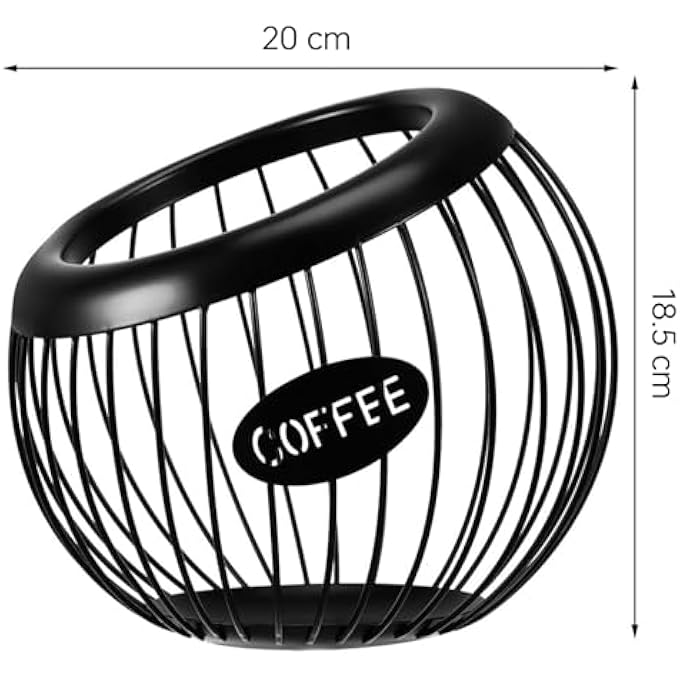 rayihni Coffee Pod Storage Basket Metal Coffee Pod Holder Organizer For Counter Capsule Holder Organiser RoundBlack - Image 2