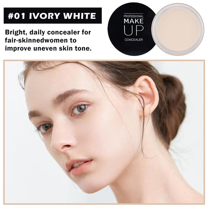 QIUFSSE Under Eye Concealer for Dark Circles Color Corrector Pro Full Coverage Concealer de oieras Long-lasting Cover up Makeup - 01 IVORY WHITE - Image 2