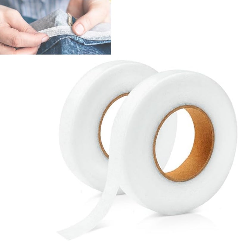 ZHXKSH 2 Rolls Iron on Hem Tape, Fabric Fusing Hemming Tape - Light Weight Adhesive Web, No Sewing Required,0.6 Inch x 70 Yards,Ironing Adhesive Curtains，Perfect for Bonding and Crafting Projects - Image 1