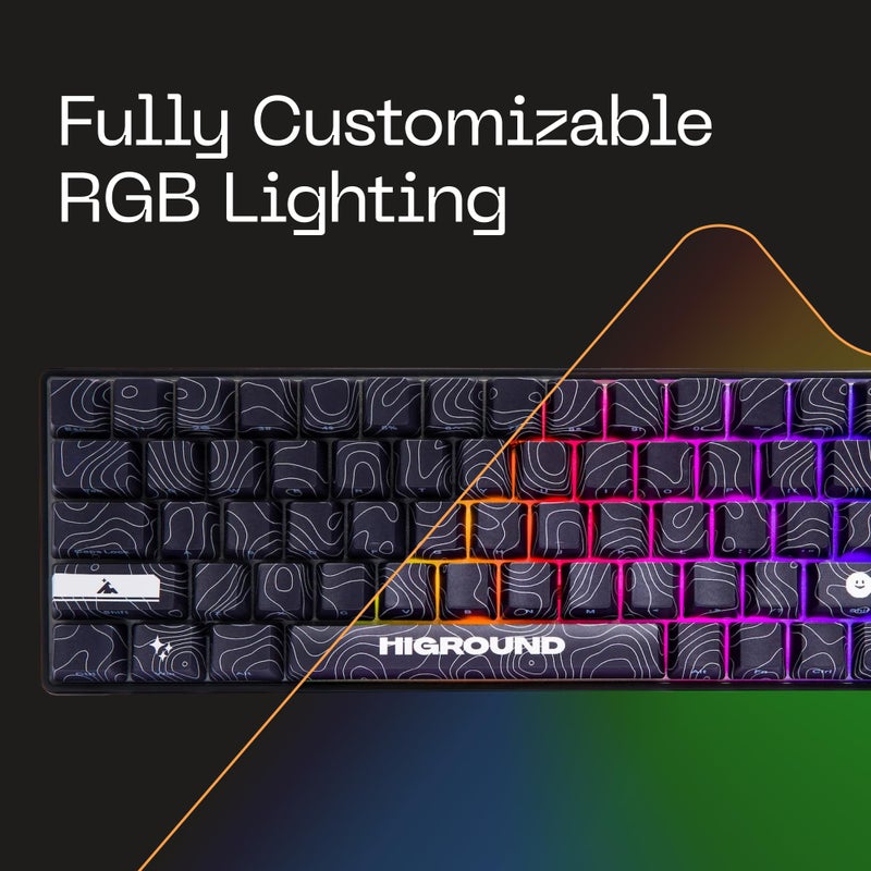 Higround Basecamp 65% Mechanical USB Wired Gaming Keyboards, Programable RGB, Transparent/Translucent, Hot-Swappable, Deep Thock Creamy Sounding PC Keyboard (BLACKICE - White Flame Switch) - Image 5