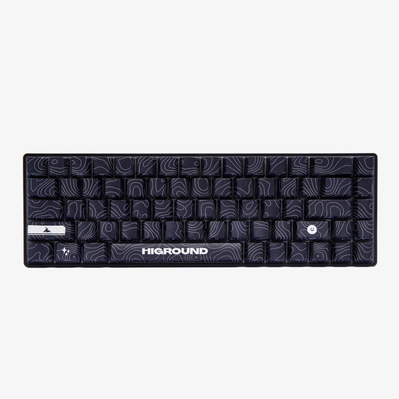 Higround Basecamp 65% Mechanical USB Wired Gaming Keyboards, Programable RGB, Transparent/Translucent, Hot-Swappable, Deep Thock Creamy Sounding PC Keyboard (BLACKICE - White Flame Switch) - Image 1