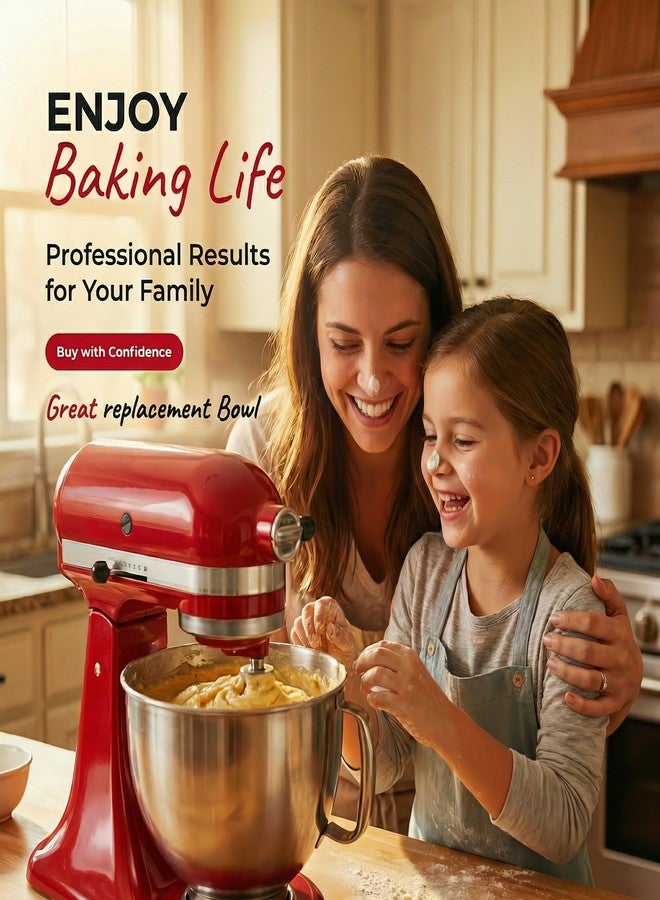 Replizo 5QT Stainless Steel Mixer Bowl Replacment, Compatible with KitchenAid Tilt-Head Stand Mixers, Artisan&Classic Series 4.5-5QT K45 KSM70 KSM150 - Image 5