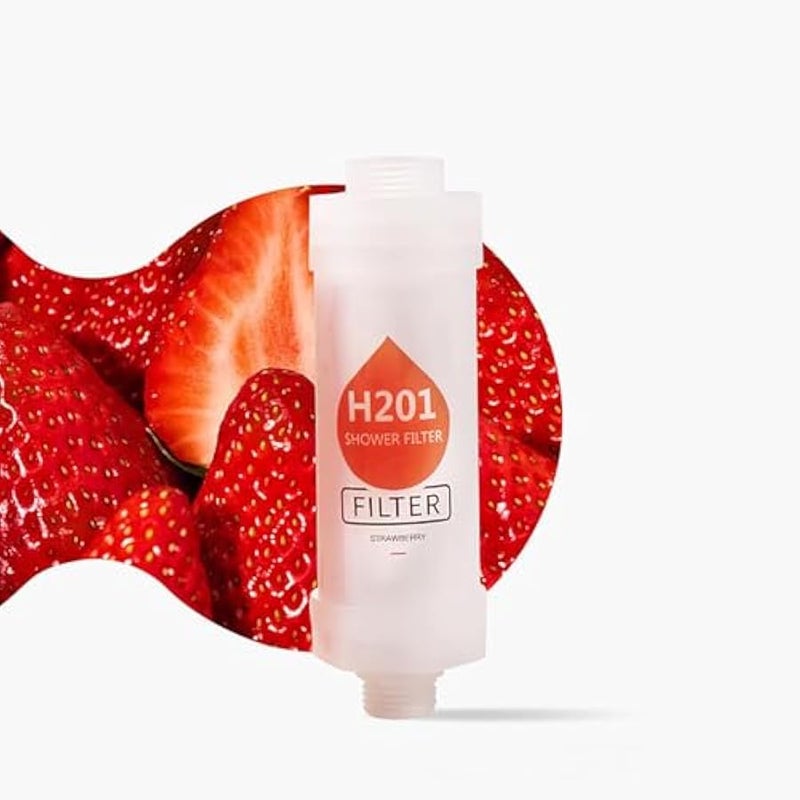 Shower Head Filter Bathroom Accessories for Hard Water Filter Vitamin C Replacement Cartridge Remove Chlorine Fluoride Heavy Metals Improves Skin Condition Protects Hair Strawberry Scent - Image 1